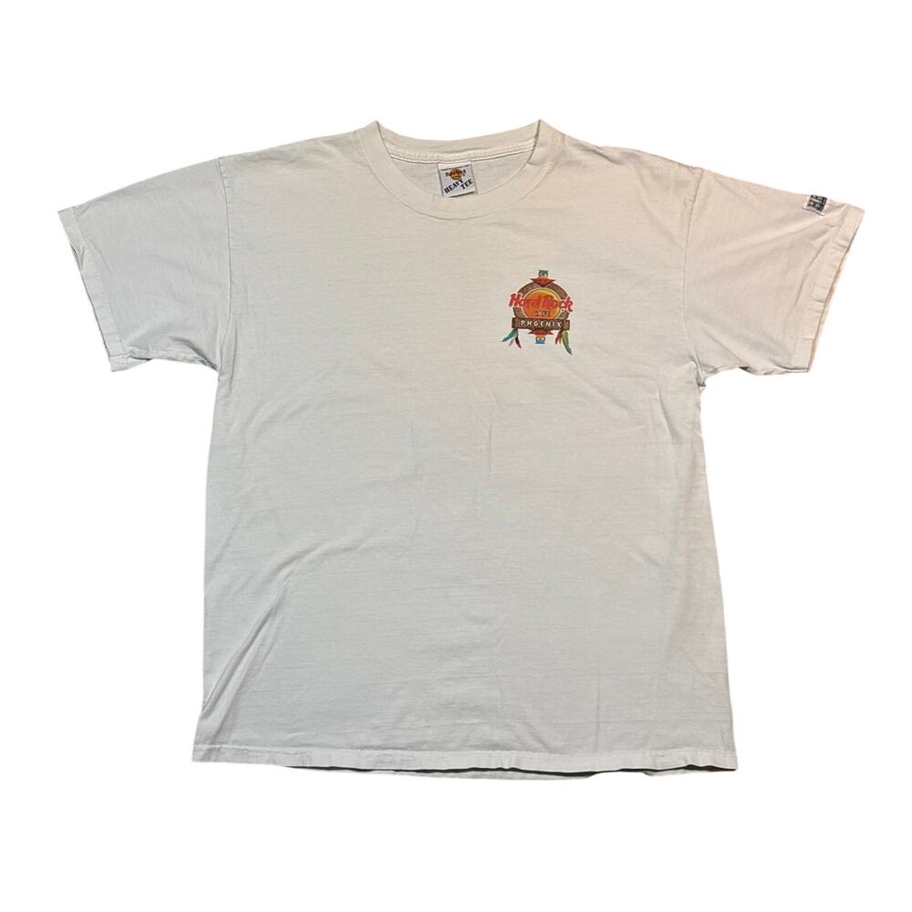 Hard Rock Cafe Phoenix Men’s Large White graphic desert Heavy Tee shirt 21x27